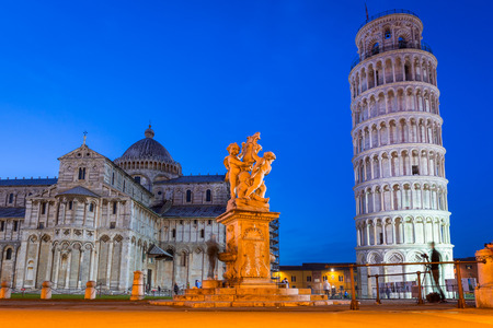 Piazza dei Miracoli with Leaning Tower of Pisa, Italyの写真素材
