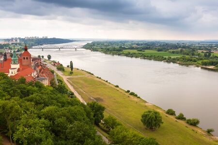 Panorama of Grudziadz at Vistula river, Polandの写真素材