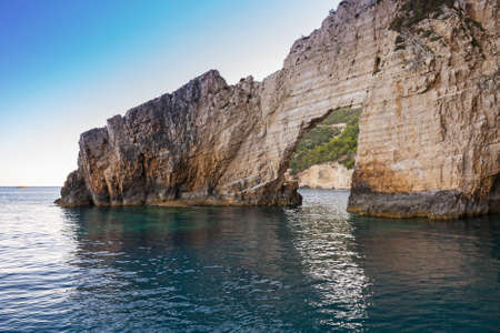 Blue caves at the cliff of Zakynthos island, Greeceの写真素材