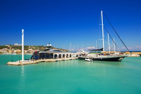 Marina with boats on the bay of Zakynthos, Greeceのeditorial素材