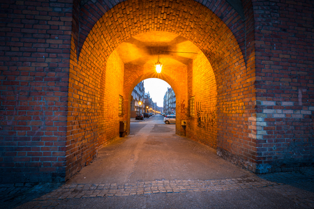 Brick gate in the old town of Gdansk, Polandのeditorial素材