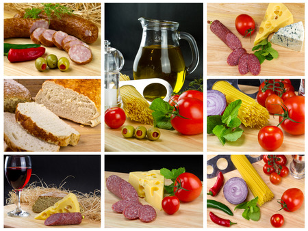 Italian food collageの写真素材
