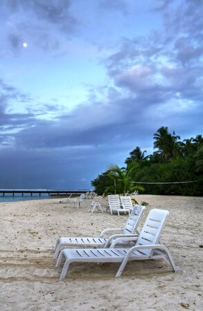 Maldives beach scenery after darkの写真素材