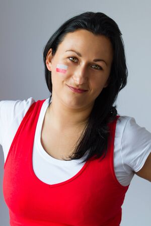 Female fan portrait of Polish teamの写真素材