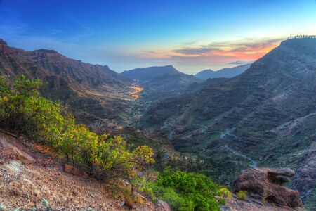 Mountains of Gran Canaria island at dusk, Spainの写真素材