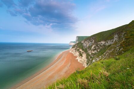 Beautiful beach on the Jurassic Coast of Dorset, UKの写真素材