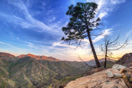 Sunset in the mountains of Gran Canaria island, Spainの写真素材