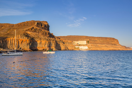 Coastline of Gran Canaria island at sunset, Spainの写真素材
