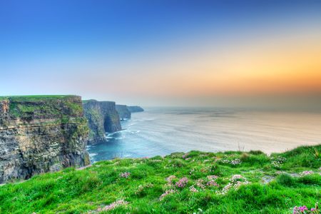 Cliffs of Moher at sunset in Co. Clare, Irelandの写真素材