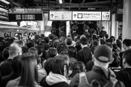 YOKOHAMA, JAPAN - NOVEMBER 7, 2016: People traveling by very popular Municipal Subway in Yokohama, Japan. Yokohama Municipal Subway is the metro network in the city of Yokohama, Japanのeditorial素材