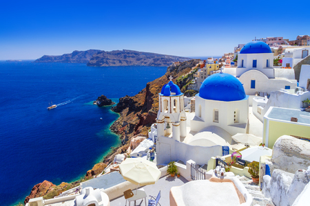 Beautiful Oia town on Santorini island, Greeceの写真素材
