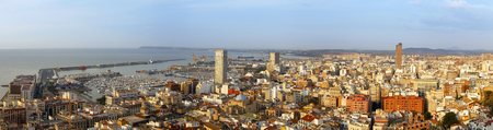 Alicante city on the coast of Costa Blanca in sunny day, Spainの写真素材