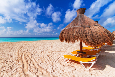 Beach at Caribbean sea in Playa del Carmen, Mexicoの写真素材