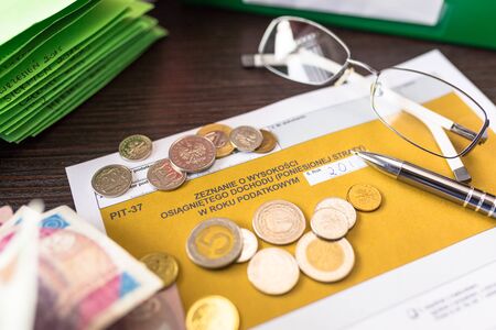 Polish tax form PIT-37 for individual tax returnの写真素材