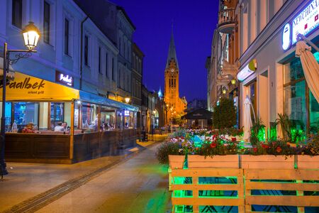 BYDGOSZCZ, POLAND - AUGUST 1, 2017: Architecture of Bydgoszcz city at night, Poland. Bydgoszcz is the eighth-largest city in Poland with beautiful neo-gothic and neo-baroque architecture.のeditorial素材