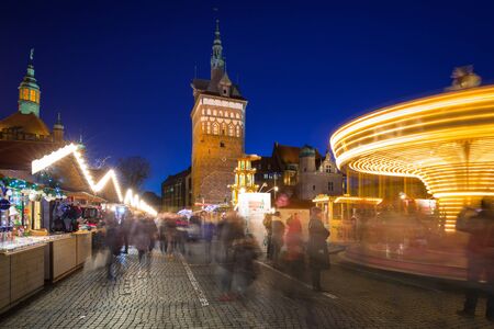 GDANSK, POLAND - DECEMBER 8, 2017: Traditional Christmas fair in the old town of Gdansk, Poland. Gdansk is the historical capital of Polish Pomerania with gothic architecture.のeditorial素材