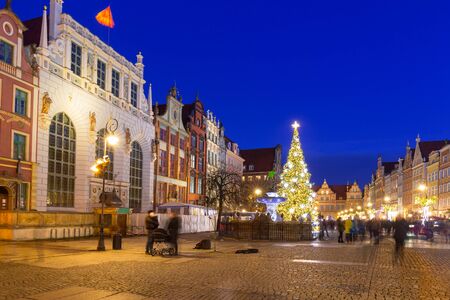 Beautiful Christmas tree in old town of Gdansk, Polandの写真素材