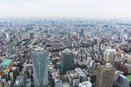 TOKYO, JAPAN - NOVEMBER 14, 2016: Aerial view for Tokyo metropolis from 60th floor of Sunshine city skyscraper, Ikebukuro, Japan. Tokyo Metropolis is both the capital and most populous city of Japan.のeditorial素材