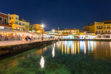 CHANIA, GREECE - APRIL 4, 2017 : Old Venetian harbour of Chania on Crete, Greece. Chania is the second largest city of Crete and the capital of the Chania regional unit.のeditorial素材