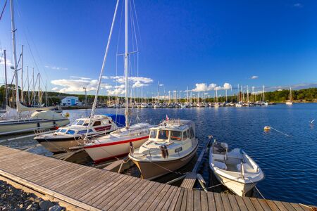 Baltic sea marina with yachts in the summer, Swedenの写真素材