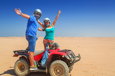 Quad trip on african desert of Egyptの写真素材