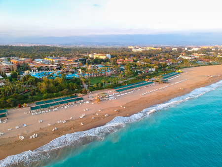 Aerial view of the beach on Turkish Riviera near Side.の写真素材