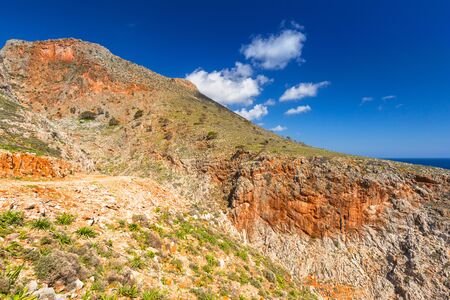 Rocky mountain at the Seitan limania beach on Crete, Greeceの写真素材