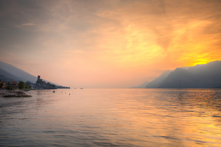 Scaliger Castle in Malcesine at Garda lake, Italyのeditorial素材