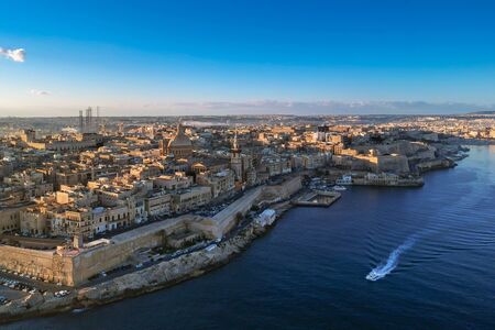 Beautiful aerial scenery of Malta with Valletta cityの写真素材