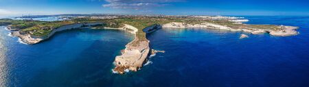 Panorama of beautiful cliffs near Marsaxlokk on Maltaの写真素材
