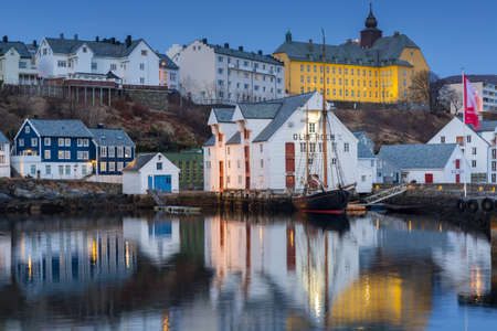Alesund, Norway - April 13, 2018: Architecture of the Alesund town in Norway. Alesund is a town and municipality in west Norway.のeditorial素材