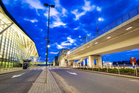 Gdansk, Poland - April 15, 2018: Modern terminal of Lech Walesa Airport in Gdansk, Poland. With over 4.6 million passengers served in 2017, it is the 3rd largest airport in Polandのeditorial素材