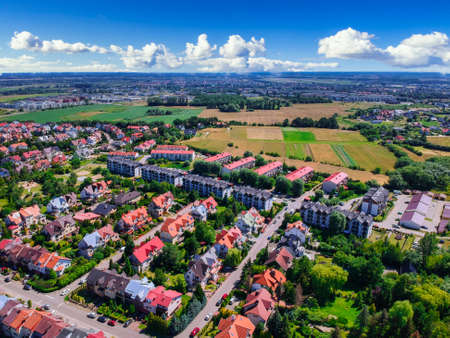 Aerial view of the small village in Polandの写真素材