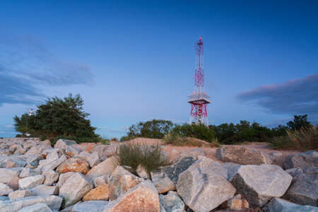 Tower lighthouse at the beach of the Baltic Sea in Gdansk, Poland.の写真素材