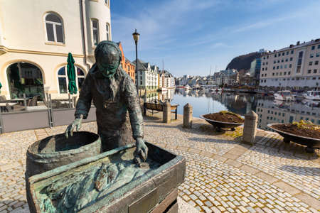 Alesund, Norway - April 14, 2018: Beautiful architecture of Alesund at sunny day, Norwayのeditorial素材