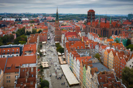 Aerial view of the old town in Gdansk with amazing architecture, Polandのeditorial素材