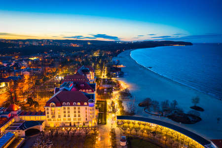 Beautiful scenery of Sopot by the Baltic Sea at dusk, Polandの写真素材
