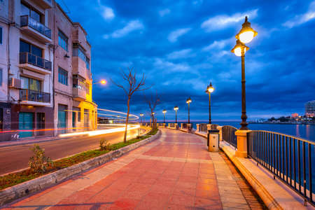 Night scenery of St. Julian's town on Maltaの写真素材