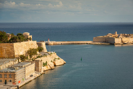 Amazing city walls of Valletta, capital of Maltaの写真素材