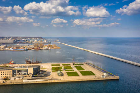 Aerial landscape of the marina at Baltic Sea in Gdynia, Poland.の写真素材