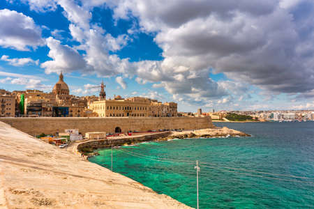 Beautiful architecture of the Valletta city, capital of Maltaのeditorial素材