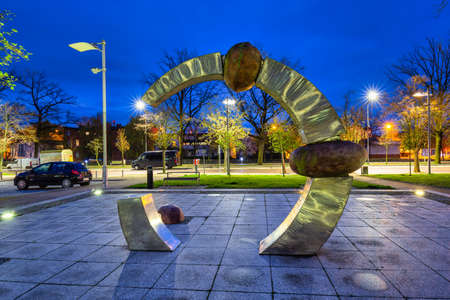 Pruszcz Gdanski, Poland - May 3, 2021:  Amber sculpture in Pruszcz GdaÅski at dusk, Pomerania. Polandのeditorial素材