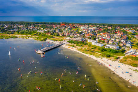 Pier in Jastarnia town on the Puck Bay at summer, Poland.の写真素材