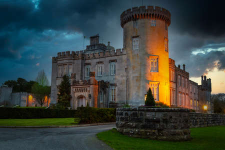 Dromoland Castle in west Ireland at dusk.のeditorial素材