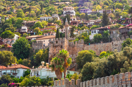 Historical architecture of the city walls of Alanya, Turkeyのeditorial素材