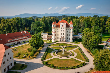 Beautiful architecture of the Wojanow Palace in Lower Silesia. Polandのeditorial素材