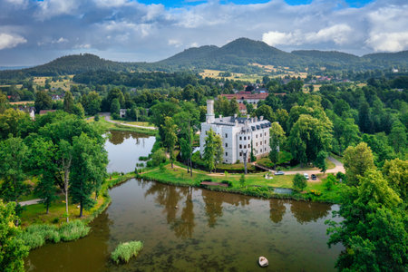 Castle in Karpniki near the Krzyzna Mountain in Lower Silesia, Polandのeditorial素材