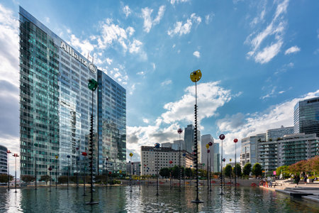 Nanterre, France - September 16, 2022: Modern buildings in the business district of La Defense to the west of Paris, France.のeditorial素材