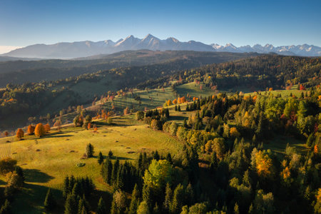 Autumnal scenery under the Tatra Mountains, Lapszanka. Polandの写真素材
