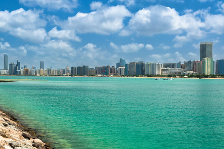 Cityscape of Abu Dhabi at Persian Gulf, UAE.の写真素材
